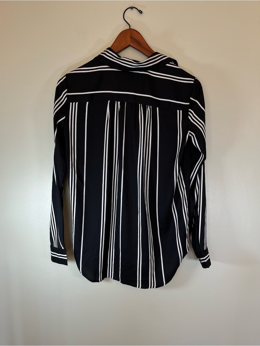 Ann Taylor Black and White Vertical Stripe Blouse - Picture 3 of 6